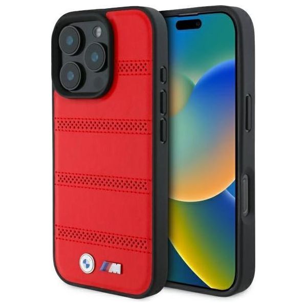Bmw Bmhmp16X23Puspr Iphone 16 Pro Max 6,9 Czerwony/Rosso Custodia Rigida M Linea Perforata E Cucita Magsafe-image