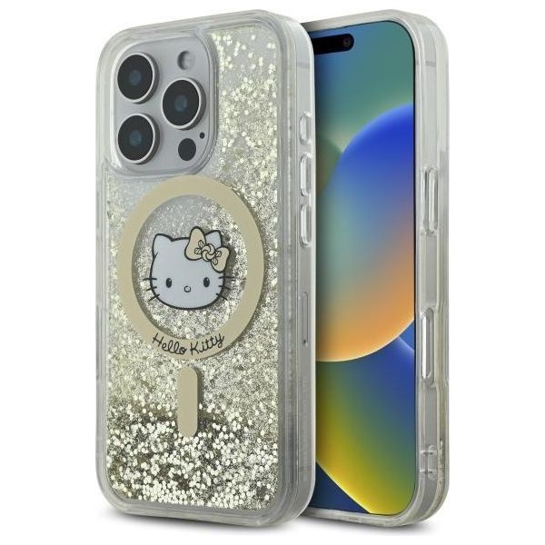 Hello Kitty Hkhmp16Xlgdih Iphone 16 Pro Max 6,9 BiałY ZłOty/Bianco Oro Custodia Rigida Liquid Glitter Fever Magsafe-image