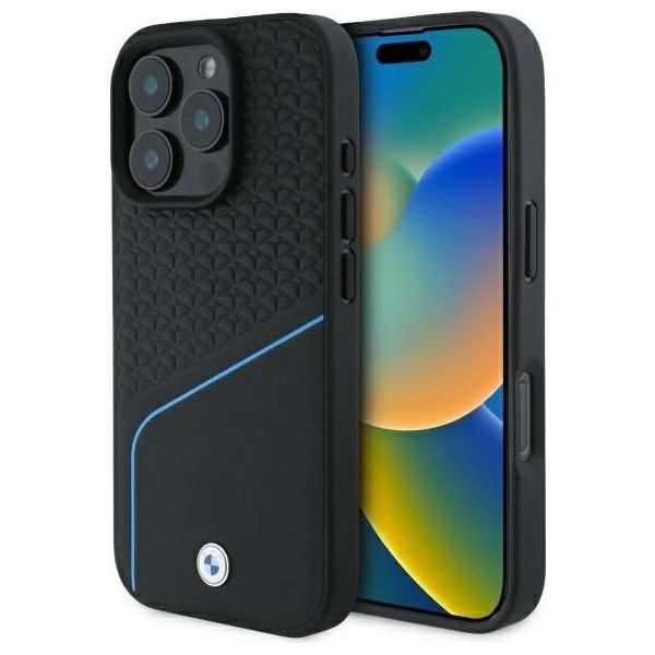 Bmw Bmhmp16X23Rdclk Iphone 16 Pro Max 6,9 Czarny/Nero Hardcase Segno Pelle Strutturato E Linea Magsafe-image
