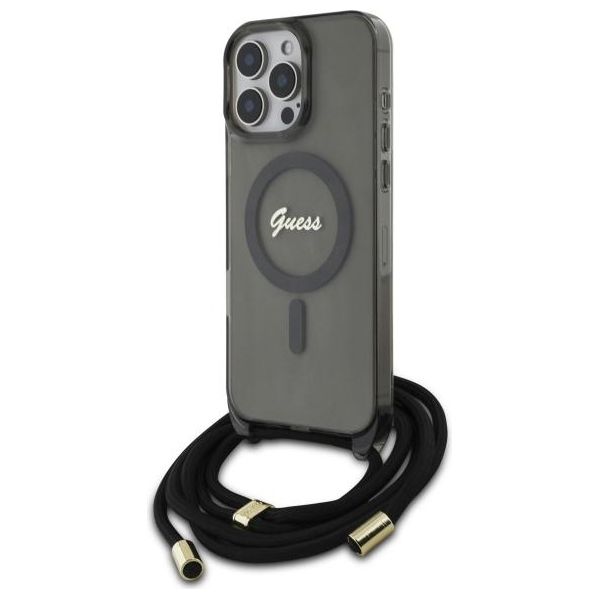 Guess Guhmp16Xhctsgnsk Iphone 16 Pro Max 6,9 Czarny/Nero Custodia Rigida Crossbody Cord Script Magsafe-image
