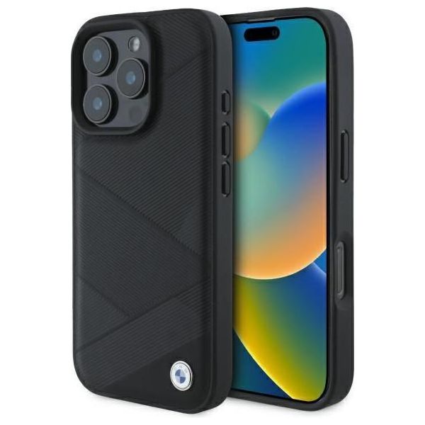 Bmw Bmhcp16X23Rcgpk Iphone 16 Pro Max 6,9 Czarny/Nero Hardcase Segno Pelle Attraversando Linee Modello-image