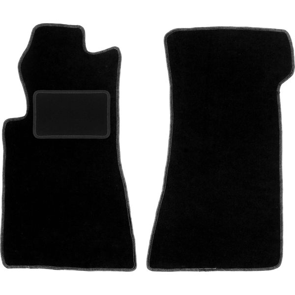 Wielganizator Tappetini Auto Velours Anteriori Adatto Per Mercedes Sl R107 (1971-1989, Frontali Lunghi) Neri, Set 2 Pz, Con Fissaggi-image