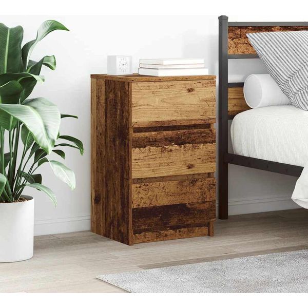 Vidaxl Comodini Con 3 Cassetti 2 Pz. Aspetto Legno Vecchio 39X35X65 Cm-image