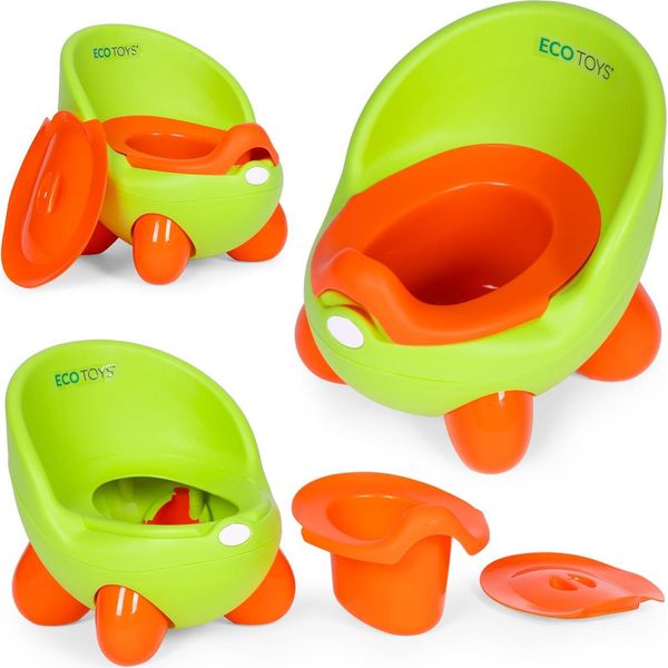 Riduttore Wc Per Bambini, Inserto Rimovibile, Gambe Antiscivolo, Verde, Ecotoys-image