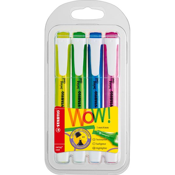 Stabilo® 275/4 Evidenziatore Swing® Cool - Confezione Da 4 - Giallo, Verde, Blu, Rosa-image