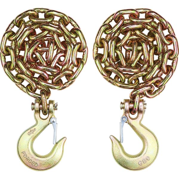 Catena Di Trasporto Vevor G80, 3/8 Di Pollice X 2,9 Piedi, Catena Di Traino In Confezione Da 2 Con Moschettone A Forcella, Carico Di Lavoro Sicuro Di 7100 Libbre, Catena Forestale Per Impieghi Gravosi Per Il Traino Di Autocarri-image