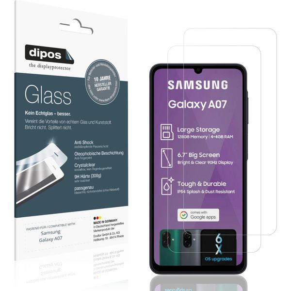 2X Pellicola Protettiva Per Samsung Galaxy A07 Protezione Vetro Flessibile 9H Dipos-image