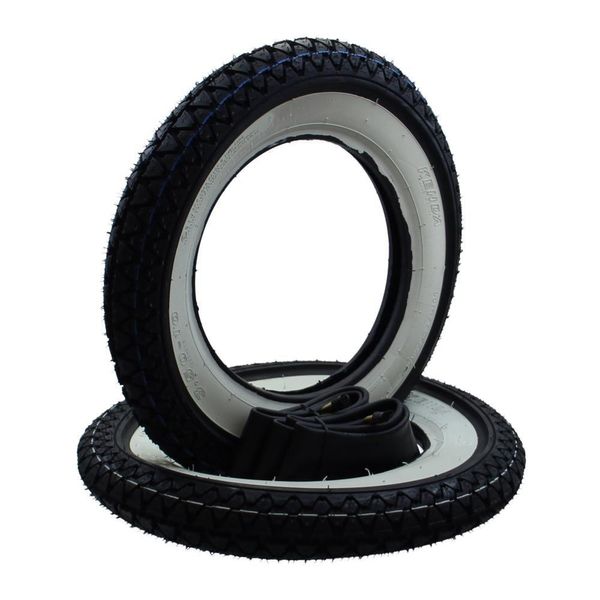 Set Di Pneumatici Whitewall 2X Kenda K333 3.50-10 51J Tt + Camera D'aria Per Vespa Px Ape-image