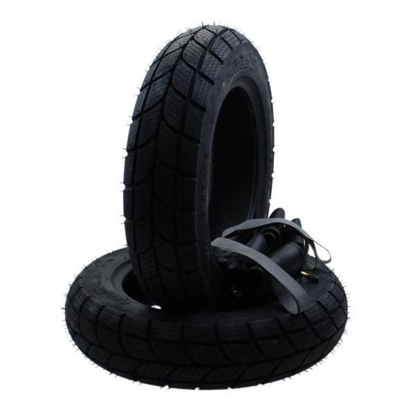 Set Di Pneumatici Invernali 2X Kenda K701 3.50-10 + Camera D'aria/Nastro Per Vespa Px Ape-image