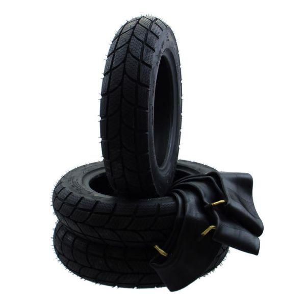 Set Di Pneumatici Invernali 3X Kenda K701 3.50-10 56L Tl M+S + Camera D'aria Per Vespa Px Ape-image