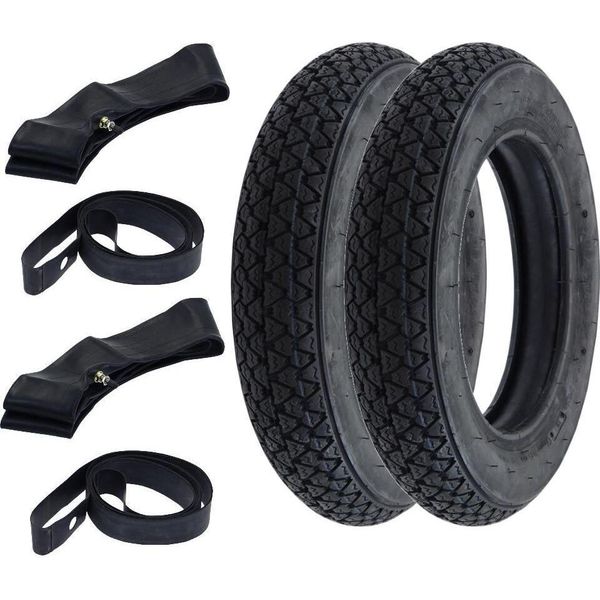 2X Pneumatici Veerubber VRM054 3.00-10 (3 X 10) 50J Tt + Camera D'aria + Rim Tape-image