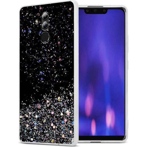 Cadorabo Custodia Per Huawei Mate 20 Lite Cover Protettiva In Nero Custodia Per Telefono Cellulare Tpu Custodia Glitter Cover Glitter-image