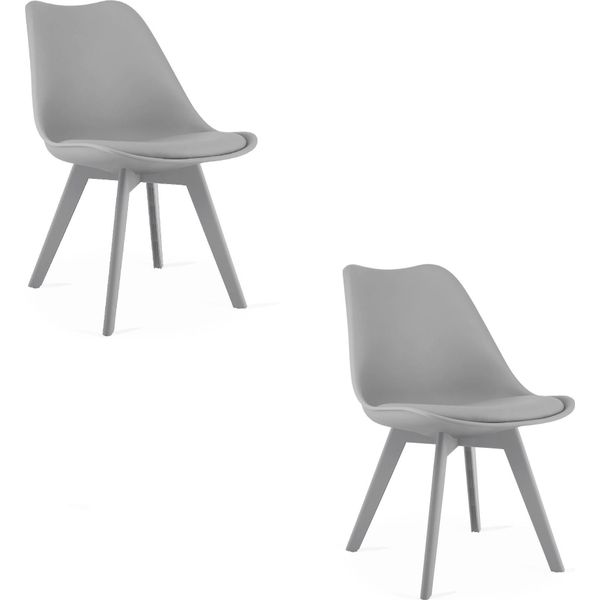 Sedia Mark Grigia Con Cuscino In Ecopelle Per Soggiorno, Sala Da Pranzo E Ufficio X2-image