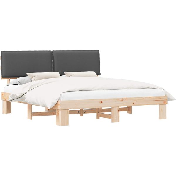 Syfax™ Letto Con Testiera Rivestita Grigio Scuro 180 X 200 Cm-image