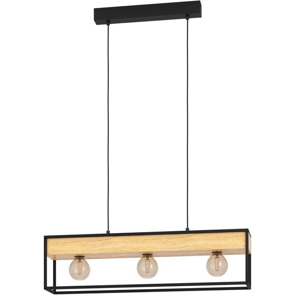 Eglo HäNgeleuchte "Libertad 1", Braun (Schwarz, Braun), H: 110Cm, 1 Stk., Leuchten, HäNgeleuchte In Schwarz Und Braun Aus Stahl, Holz - Exkl. E27 - 40W, HäNgeleuchte-image