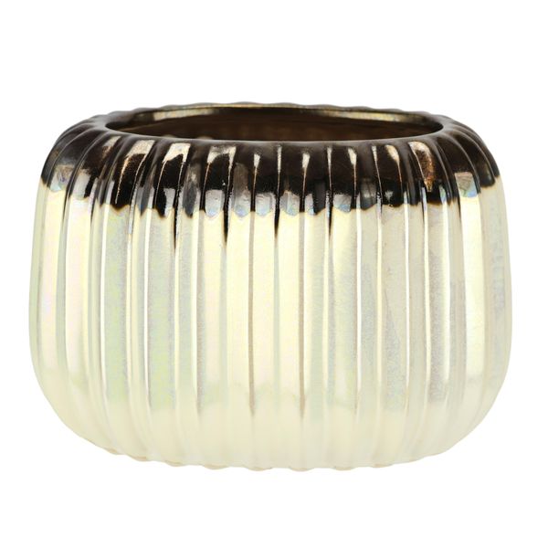 Dekovase I.Ge.A. "Vase Aus Keramik", Beige (Creme), B:17Cm H:12Cm, Keramik, Vasen, Dekovase Blumenvase Modern FüR Tischdeko Tischvase Deko Trockenblume-image