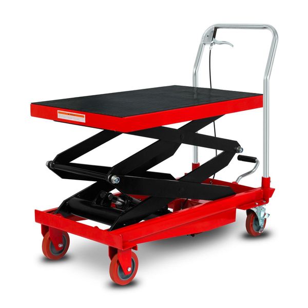Eberth Carrello Elevatore Carrello Elevatore Carrello Elevatore A Forbice Carrello Elevatore A Forbice Idraulico Portata 300 Kg (Acciaio, Ruote Robuste E Silenziose, Tavola 820X520 Mm)-image