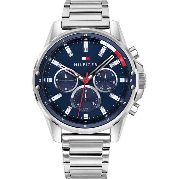 Multifunktionsuhr Tommy Hilfiger "Mason", Silber (Silberfarben, Dunkelblau), Armbanduhren, Herren, Quarzuhr, Armbanduhr, Herrenuhr, Datum, Edelstahlarmband-image