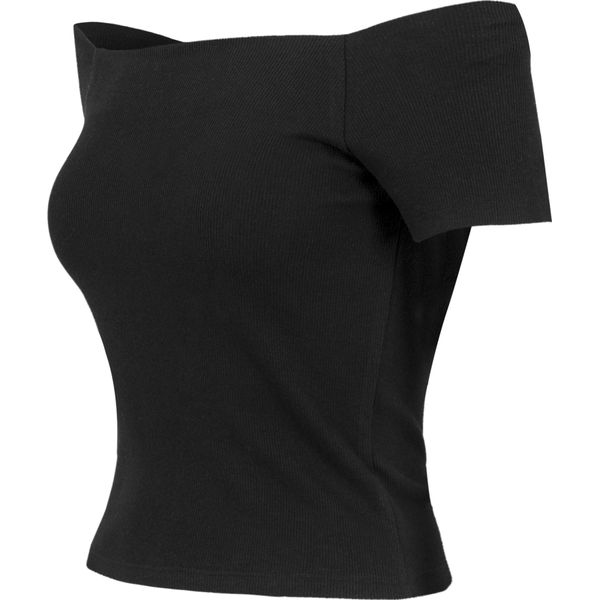 DáMské TričKo Urban Classics Ladies Off Shoulder Rib Tee Nero - Xs-image