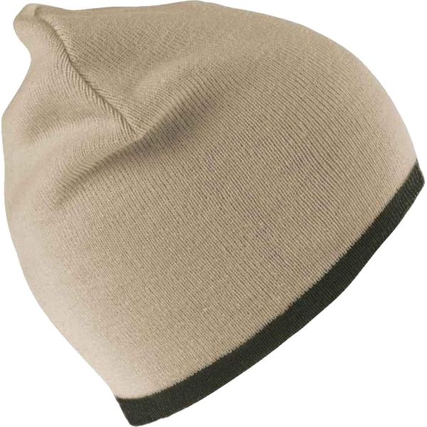 Cappello / Berretto Invernale Unisex Result, Reversibile BC977 (Taglia Unica) (Colore Pietra/Verde Oliva)-image