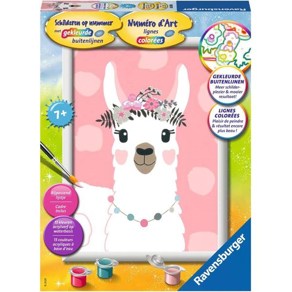 Ravensburger Painting By Numbers Llama - Set Di Lavoretti Creativi Per Bambini-image