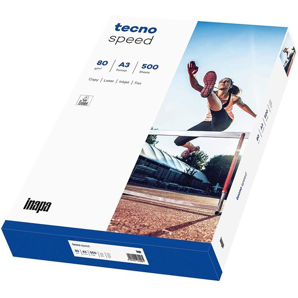 Inapa 2100011524 Carta Per Fotocopie Tecno® Speed - A3, 80 G/M², Bianco, 500 Fogli-image