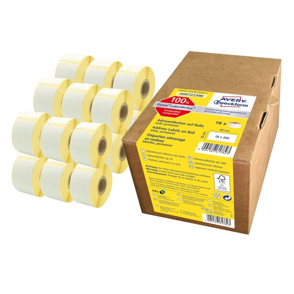 Avery Zweckform AS0722390 Etichette In Rotolo Avery Zweckform, 89 X 36 Mm, Confezione Bulk-image