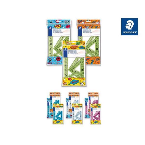 Staedtler 569 Pb Set Di Geometria - 4 Pezzi - Fumetto - Colori Assortiti-image
