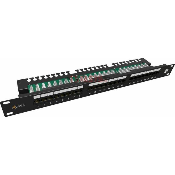 Solarix Patch Panel 24 X RJ45 CAT5E Utp S Vyvazovací LišTou 1U SX24L-5E-UTP-BK-N-image