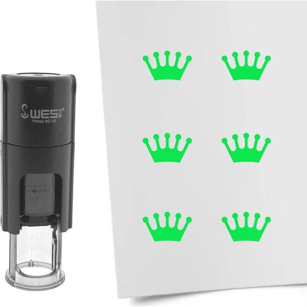 Timbro Combicraft Crown Rotondo Da 10 Mm - Inchiostro Verde-image