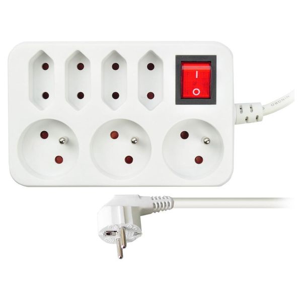 Solight Cavo Di Prolunga Bianco, Interruttore, 7 Prese, 2 M PP141-image