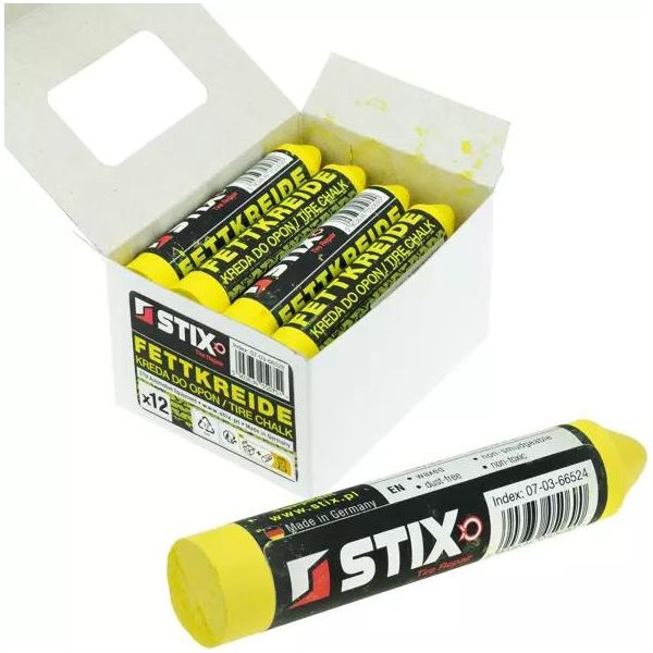 Stix 12 Pezzi Di Gesso Giallo Per Grassi, Gesso Per Pneumatici, Pennarello Per Pneumatici-image