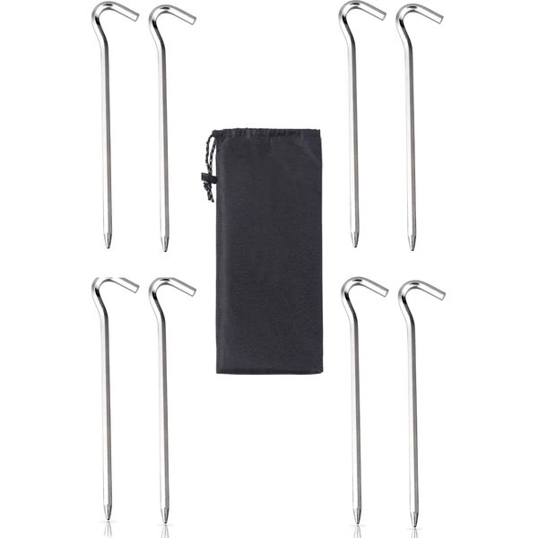 8 Picchetti Per Tenda In Alluminio Con Borsa | Set Di Picchetti Per Terra Lunghi 18 Cm | Picchetti Per Tenda Da Esterno | Picchetti Per Terra Da 5,66 Mm Per Terreni Normali E Duri | Picchetti Per Tenda In Argento | Picchetti Per Sabbia | Robusti Picchetti Per Terra Per Il Campeggio-image