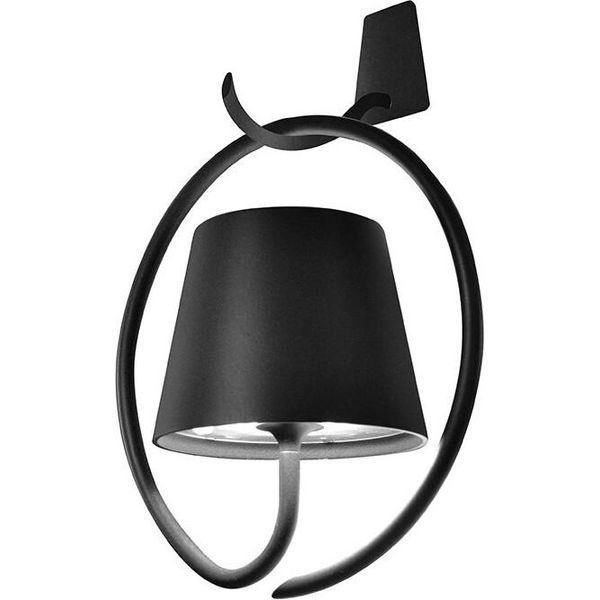 Lampada A Led Da Parete Con Gancio Poldina Grigio Scuro Ricaricabile E Dimmerabile Con Batteria Fino A 12 Ore-image