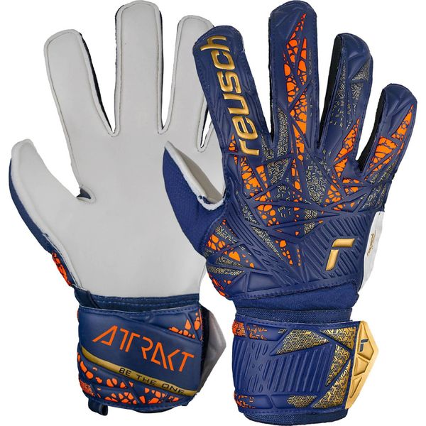 Guanti Da Portiere Reusch Attrakt Solid, Blu/Bianco/Arancio/Oro, Taglia 9-image