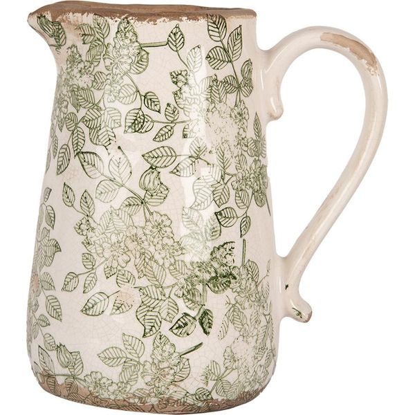 Clayre & Eef Brocca Decorativa 21X15X23 Cm Fiori Di Ceramica Beige-image