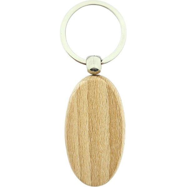Combicraft Portachiavi In Legno Grezzo Ovale 54X30Mm - Confezione Da 10 Pezzi-image