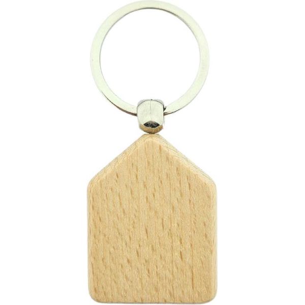 Combicraft Portachiavi In Legno Grezzo Casa 45X35Mm - Confezione Da 10 Pezzi-image