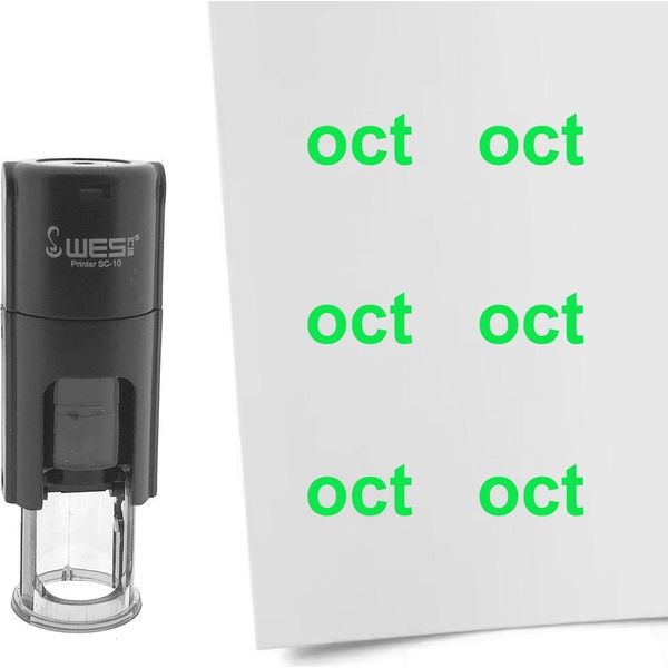 Timbro Combicraft Mese Ottobre Inchiostro Verde Rotondo Da 10 Mm - Per 1 Pezzo-image
