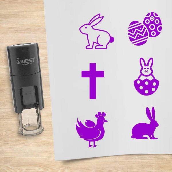 Set Di Timbri Combicraft Pasqua Viola Con 6 Timbri-image