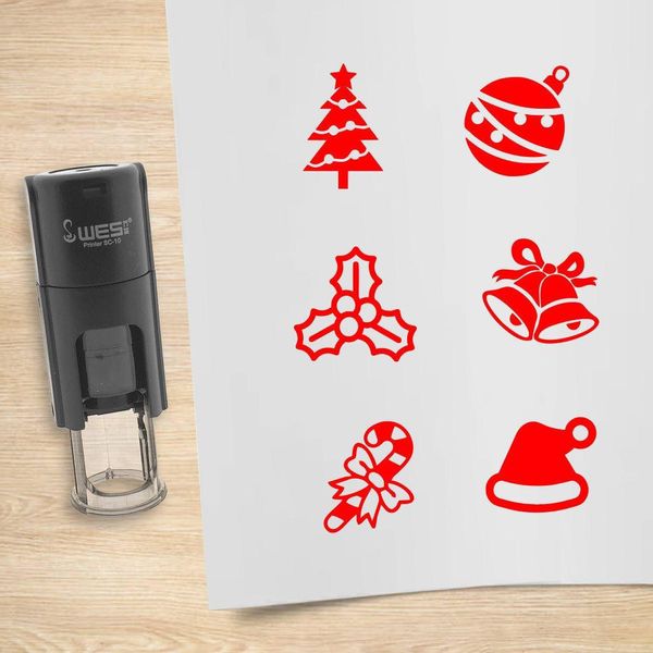 Set Di Timbri Combicraft Natale Rosso Con 6 Timbri-image