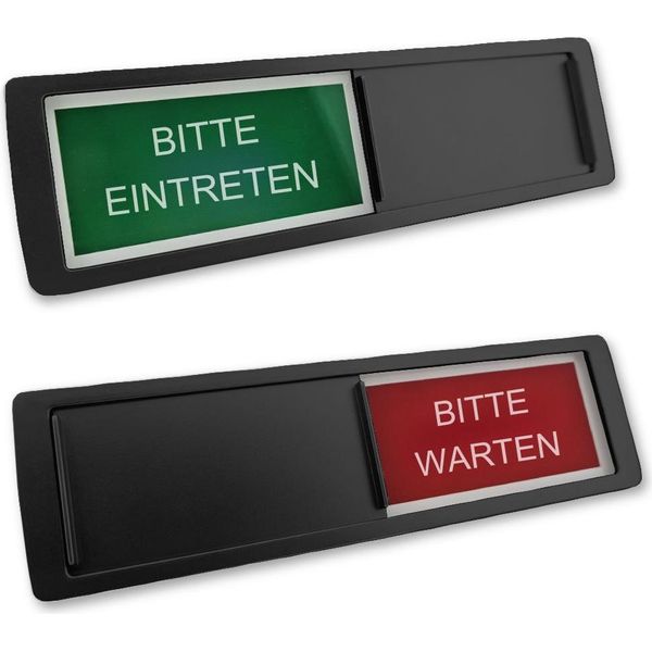 Asse Scorrevole Combicraft Con "Bitte Eintreten-Bitte Warten"" In Nero 178 X 50 Mm - Set Da 5"-image