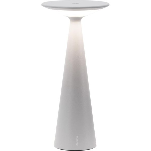 Zafferano Damina - Lampada Led Ricaricabile Da Tavolo, Touch Dimmer, 8H Di Autonomia, IP65 - Senza Fili, Finitura In Alluminio Grigia-image