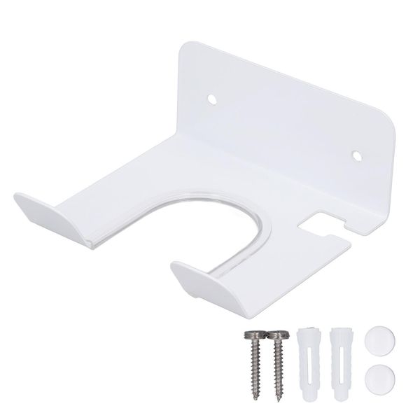 Supporto Per Asciugacapelli A Parete In Acciaio Inox, Supporto Per Asciugacapelli Per Bagno, Bianco-image