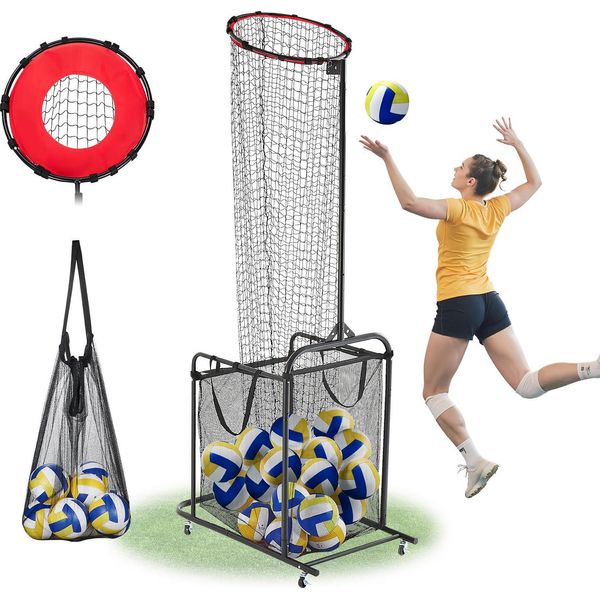 Rete Da Allenamento Per La Pallavolo Vevor, Rete Da Allenamento Per La Pallavolo Regolabile In Altezza E Angolazione, Rete Da Allenamento Portatile Con Carrello, Ruote E Borsa Per Il Trasporto, Per L'allenamento Professionale Di Servizi E Schiacciate-image