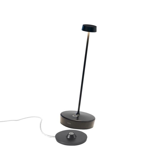 Zafferano Lampada A Led Da Tavolo Swap Pro Ricaricabile E Dimmerabile Nera - 2200-2700-3000K - 9H Massima Potenza-image