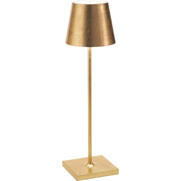 Zafferano Lampada A Led Da Tavolo Poldina Pro Foglia Oro Ricaricabile E Dimmerabile Con Batteria Fino A 12 Ore-image