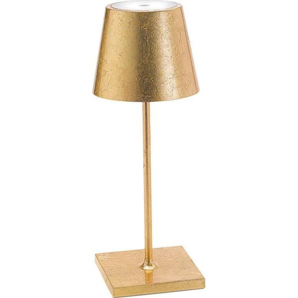 Zafferano Lampada A Led Da Tavolo Poldina Pro Mini Foglia Oro Ricaricabile E Dimmerabile Con Batteria Fino A 12 Ore-image