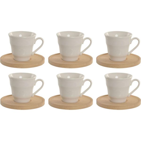 Set Di 6 Tazze Da Tè Con Piatto Home Esprit In Porcellana Di Bambù Bianca 90 Ml-image