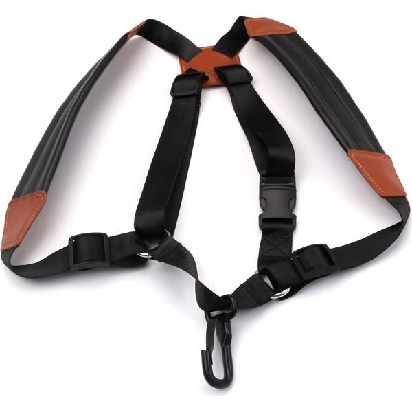 Luckdano Cinghia Da Collo Per Sassofono, Altaxa Neck Strap Cinghia Da Collo Per Sassofono Contralto Con Design A Fibbia Tracolla Per Sassofono Regolabile In Pelle Imbottita Per Sassofono Soprano, Contralto E Baritono (L)-image